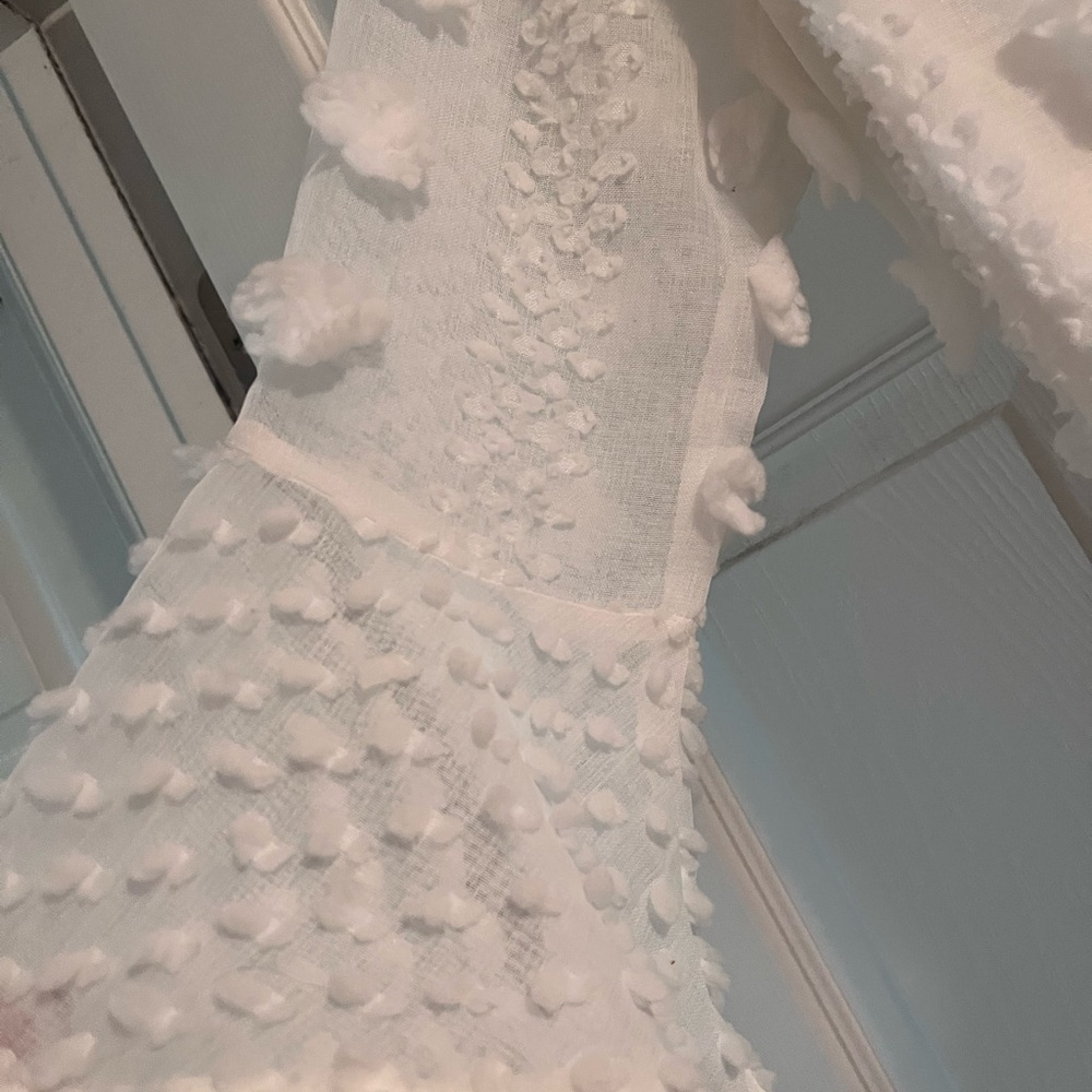 White Textured Ruffle Dress - Picture 6 of 11